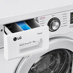 Прально-сушильна машина LG F1296CDS3, 6кг (3кг), 1200, П, Пар, глибина 44см, Дисплей, Інвертор, Білий (F1296CDS3) - мініатюра 9