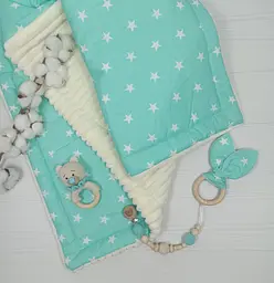 Плед-конверт на виписку 80х100 з утеплювачем + гризунець a.l.babybox М'ятний - мініатюра 2