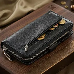 Вертикальний місткий гаманець зі шкіри унісекс ST Leather 19300 чорний - мініатюра 4