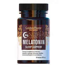 Натуральна добавка Golden Pharm Melatonin Sleep Support 3 mg, 60 вегакапсул