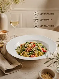 Блюдо сервірувальне фарфорове біле Ø30 см для салатів, пасти, закусок і подачі страв (49676228) - мініатюра 4