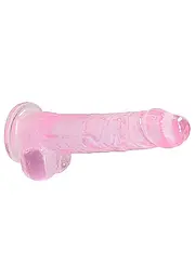 Фалоімітатор RealRock Crystal Clear 8" 21 см (рожевий) - мініатюра 12