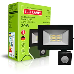 Прожектор Eurolamp LED з датчиком руху чорний (LED-FL-30/65(sensor)) - мініатюра 2