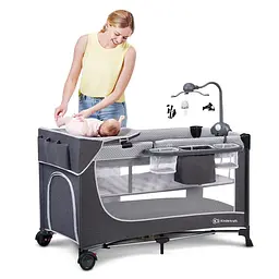 Ліжко-манеж з пеленатором Kinderkraft Leody Grey (KCLEOD00GRY00AC) - мініатюра 9