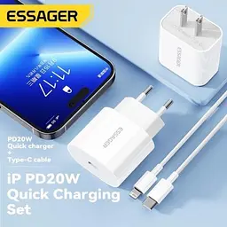 Зарядний пристрій Essager USB-C PD20W + cable USB-C to Lightning white (EFJB02-XBL02-T) - мініатюра 3