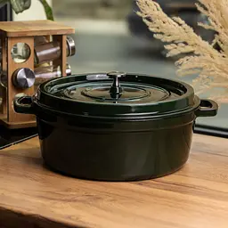 Кокотниця чавунна емальована 7,5 л, малахіт Yongkang HP-FLG-14 green - мініатюра 2