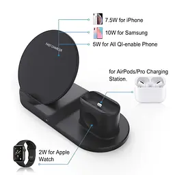 Бездротовий зарядний пристрій для телефона 3-in-1 Fast Charge 2 A 10 W безконтактний заряджання для айфона - мініатюра 4