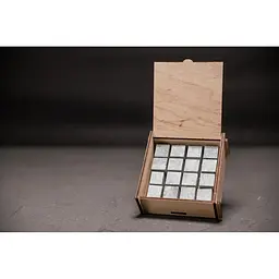 Подарунковий набір Whiskey Stones камені для віскі зі стеатиту в дерев'яній скриньці 16 штук + мішечок + щипці - мініатюра 2