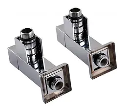 Набір кутових кранів Solomon LUX 8888-CUBE 1/2" з американкою Chrome 30412 - мініатюра 2
