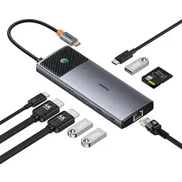 Перехідник HUB Baseus Metal Gleam Series II OS 10in1 (B00061800123-00) Cosmic Black - мініатюра 3