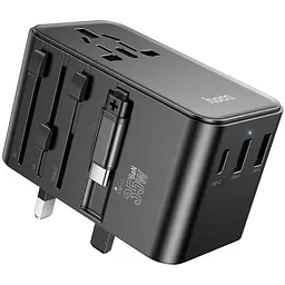 Мережевий фільтр HOCO AC18A на 1 розетку + 2 USB + USB-C, 35W, кабель 1.5 м, 220В, Black, Box - мініатюра 3