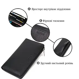 Зручний чоловічий клатч з одним відділенням із натуральної шкіри BOND 22031 чорний - мініатюра 4
