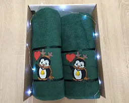 Набір новорічних рушників Gulcan 50x90+70х140 Merry Christmas Green - мініатюра 7