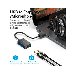 Звукова плата VENTION Audio USB 2х3,5 мм jack 0.15m (CDYB0) - мініатюра 3