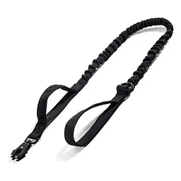 Повідець для собак Harness 114-150см, з металевим тактичним карабіном, банджі-повідець з двома ручками Чорний