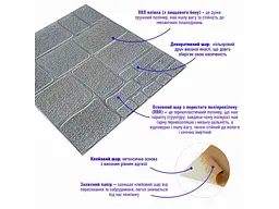 Панель стінова 3D STICKER WALL 700 * 700 * 6мм Камінь срібло (153) SW-00000187 - мініатюра 3