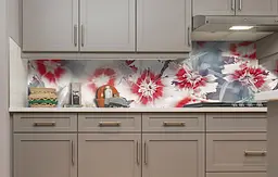Вініловий кухонний фартух Червоні Гвоздики наклейка для кухні абстракція Квіти 60х300 см Happy Pocket Z181617 - мініатюра 5