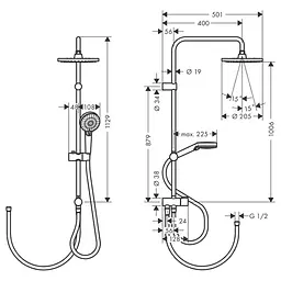 Душова система Hansgrohe Vernis Blend Showerpipe Reno 220 26272670 чорна матова - мініатюра 2