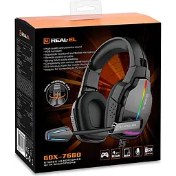 Ігрові навушники Real-El GDX-7680 Stereo Black з мікрофоном - мініатюра 6