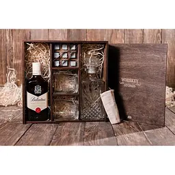 Подарунковий набір віскі Whiskey Stones з камінням для віскі в дерев'яному пеналі №3 + декантер і 2 склянки + щипці + мішечок - мініатюра 4