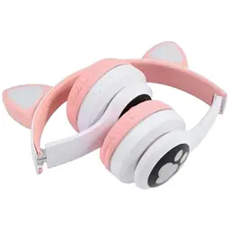 Бездротові дитячі навушники Cat Ear VZV-23M Bluetooth з котячими вушками рожеві - мініатюра 3