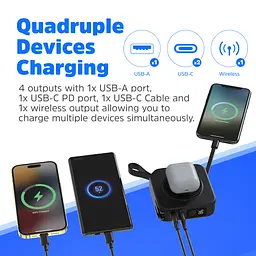 УМБ Energizer Magnetic Wireless 10000mAh 20W PD,AC зарядка,QI-15W, built-in USB-C,USB-А,USB-C In/Out - мініатюра 8