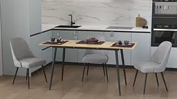 Стіл кухонний розкладний Данді на конусних ногах Ferrum-decor 75x120(160)x60 Чорний метал ДСП Дуб Артізан 16 мм (FRD-106776)