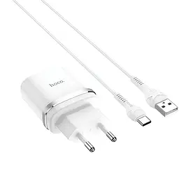 Мережевий зарядний пристрій Hoco C12Q (1USB, 3А) QC3.0 White + кабель Type-C (S23111)