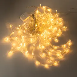 Гірлянда-штора Місяць та зірки розмір 3*0,9 м 12 фігур, жовтий GarlandoPro WYF11Y - мініатюра 15