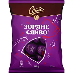 Цукерки Світоч Зоряне Сяйво з арахісовою начинкою та вафельною крихтою пакет 187 г