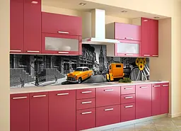 Кухонний фартух Жовтий Кеб для кухні наклейка ПВХ Сірий Лондон 65х250 см Happy Pocket Z180452 - мініатюра 3