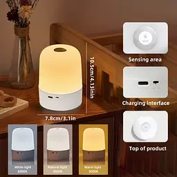 Led нічник лампа / Настільна USB лампа-нічник 360°/ Сенсорна / Акумуляторна / Декоративна / White - мініатюра 8
