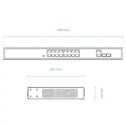 Комутатор VIVOTEK AW-FGT-180D-250, Unmanaged 16xFE PoE + 2xGE Combo Switch (AW-FGT-180D-250) - мініатюра 2