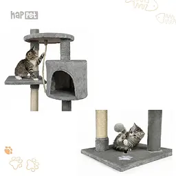 Happet Кігтеточка-будинок для котів, світло-сіра, 115x41x41 см (CT12) - мініатюра 5