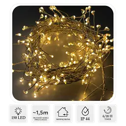 Гірлянда Chomik Кластер 150 LED 1,5м, теплий білий, 3АА (5900779901803) - мініатюра 2