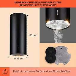 Острівна витяжка Klarstein Bolea 600 м³/час (10041223) - мініатюра 5