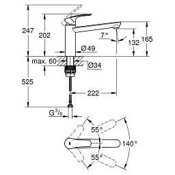 Змішувач для мийки Grohe EuroSmart одноважільний Хром 30412 - мініатюра 4