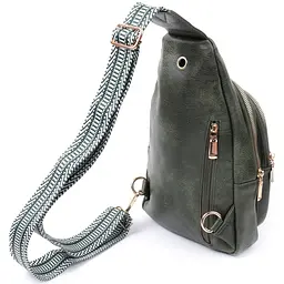 Зручна жіноча сумка з однією лямкою через плече з екошкіри Vintage 22756 зелена - мініатюра 6
