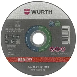Диск відрізний Wurth Red Stripe для нержавіючої сталі 125x1.0x22.23 мм (1664131250)