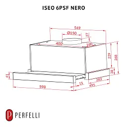 Витяжка телескопічна PERFELLI ISEO 6PSF NERO - мініатюра 12