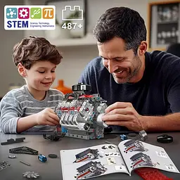 Конструктор двигун Mould King V8 Chevrolet Chevy LSX454 моторозований дитячий мотор шевроле 487 деталей - мініатюра 8