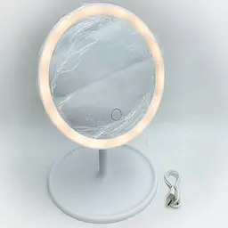 Дзеркало косметичне з Led підсвічуванням та акумулятором для макіяжу кругле 17 см UKC біле - мініатюра 3