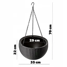 Горщик для рослин Keter Rattan Hanging Sphere з ланцюжками підвісний темно-коричневий 8.6 л - мініатюра 10