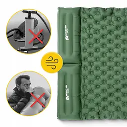 Килимок (каремат) надувний Mountain Goat 200 x 120 x 7 см двомісний з вбудованим насосом Navy Green (P-5905973403573) - мініатюра 8