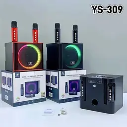 Музичне портативне Вluetooth колонка YS309 10W світлодіодне підсвічування 2 мікрофони 2400 мАч Чорна - мініатюра 5