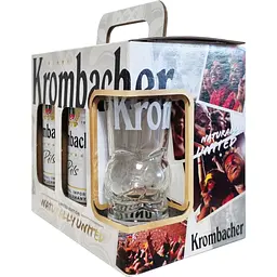 Набiр пива Krombacher Pils світле 4.8% 2.5 л (5 шт. x 0.5 л) з/б + келих - мініатюра 2