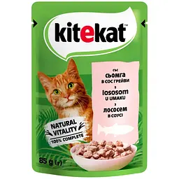 Влажный корм для кошек Kitekat с лососем в соусе 85 г