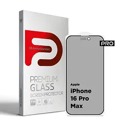 Захисне антишпигун матове скло для Apple iPhone 16 Pro Max, Pro Anti-spy Matte, повноекранне, загартоване, конфіденційне, повне проклеювання, із затемненням з боків, протиударне з олеофобним покриттям, проста установка, ArmorStandart (ARM79400)