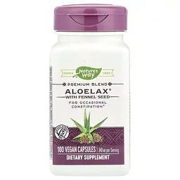 Алое ферокс та насіння фенхеля Nature's Way Aloelax with Fennel Seed, 100 вегакапсул для підтримки травної системи