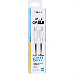 Кабель Gelius Full Silicon Cable Type-C to Type-C GP-UCN001CC 60W 1.2m Black-White - мініатюра 5